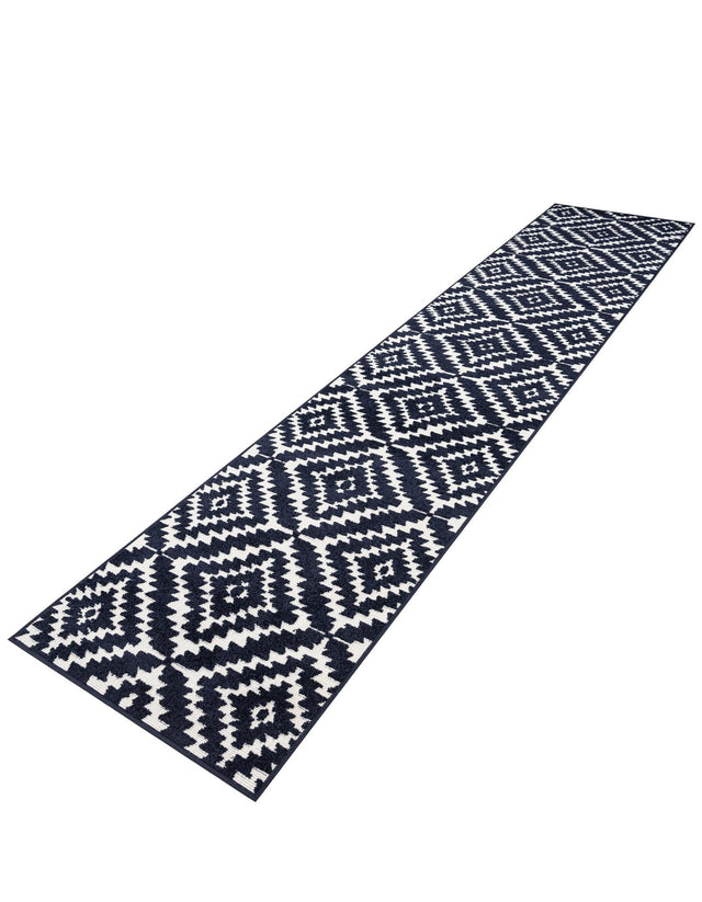 Navy Blue 2' 7 x 12' Sabrina Soto Outdoor Runner Area Rug Weather Resistant for Patio, Deck, Terrace, Balcony, Porch Durable Carpet for Exterior Home Design for Sale at Rug Engine