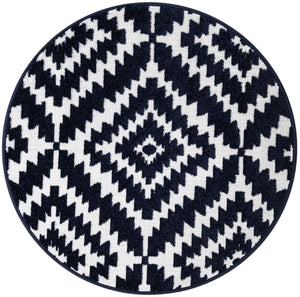 Navy Blue 3' 1 x 3' 1 Sabrina Soto Outdoor Round Area Rug Weather Resistant for Patio, Deck, Terrace, Balcony, Porch Durable Carpet for Exterior Home Design for Sale at Rug Engine