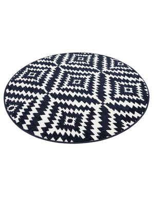 Navy Blue 5' 1 x 5' 1 Sabrina Soto Outdoor Round Area Rug Weather Resistant for Patio, Deck, Terrace, Balcony, Porch Durable Carpet for Exterior Home Design for Sale at Rug Engine