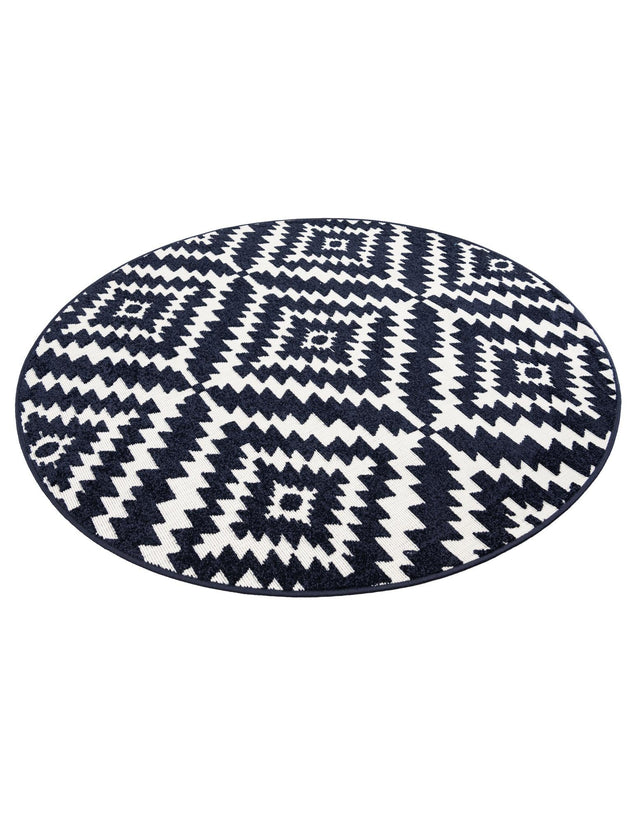 Navy Blue 5' 1 x 5' 1 Sabrina Soto Outdoor Round Area Rug Weather Resistant for Patio, Deck, Terrace, Balcony, Porch Durable Carpet for Exterior Home Design for Sale at Rug Engine