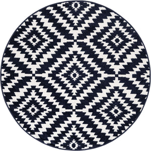 Navy Blue 5' 1 x 5' 1 Sabrina Soto Outdoor Round Area Rug Weather Resistant for Patio, Deck, Terrace, Balcony, Porch Durable Carpet for Exterior Home Design for Sale at Rug Engine