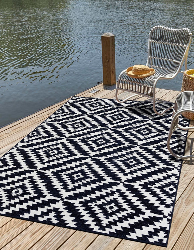 Navy Blue 10' x 14' 1 Sabrina Soto Outdoor Rectangle Area Rug Weather Resistant for Patio, Deck, Terrace, Balcony, Porch Durable Carpet for Exterior Home Design for Sale at Rug Engine