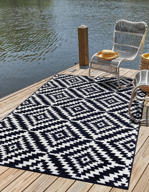 Navy Blue 6' 1 x 9' Sabrina Soto Outdoor Rectangle Area Rug Weather Resistant for Patio, Deck, Terrace, Balcony, Porch Durable Carpet for Exterior Home Design for Sale at Rug Engine