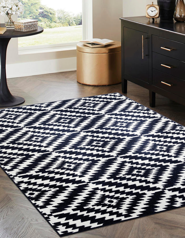 Navy Blue 4' 1 x 6' 1 Sabrina Soto Outdoor Rectangle Area Rug Weather Resistant for Patio, Deck, Terrace, Balcony, Porch Durable Carpet for Exterior Home Design for Sale at Rug Engine