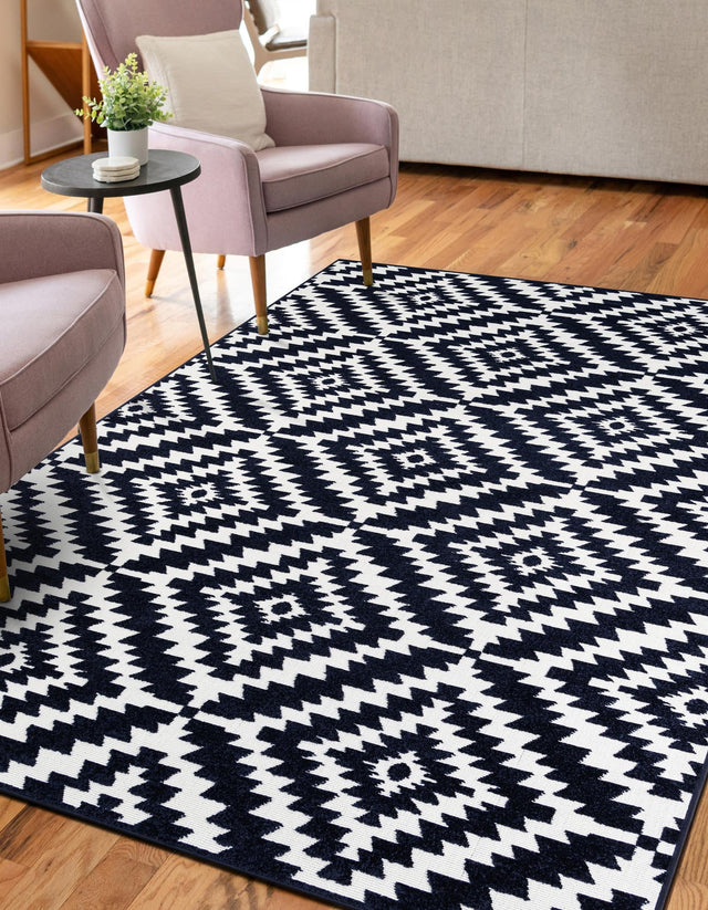 Navy Blue 5' 1 x 8' Sabrina Soto Outdoor Rectangle Area Rug Weather Resistant for Patio, Deck, Terrace, Balcony, Porch Durable Carpet for Exterior Home Design for Sale at Rug Engine