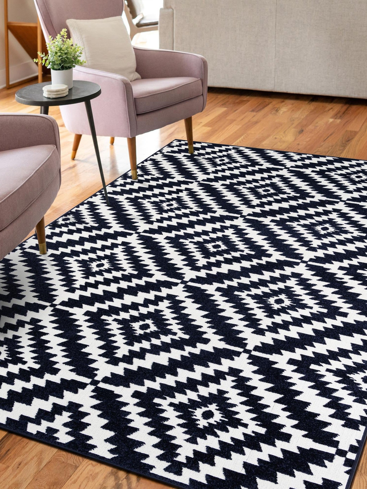 Navy Blue 7' 10 x 10' Sabrina Soto Outdoor Rectangle Area Rug Weather Resistant for Patio, Deck, Terrace, Balcony, Porch Durable Carpet for Exterior Home Design for Sale at Rug Engine