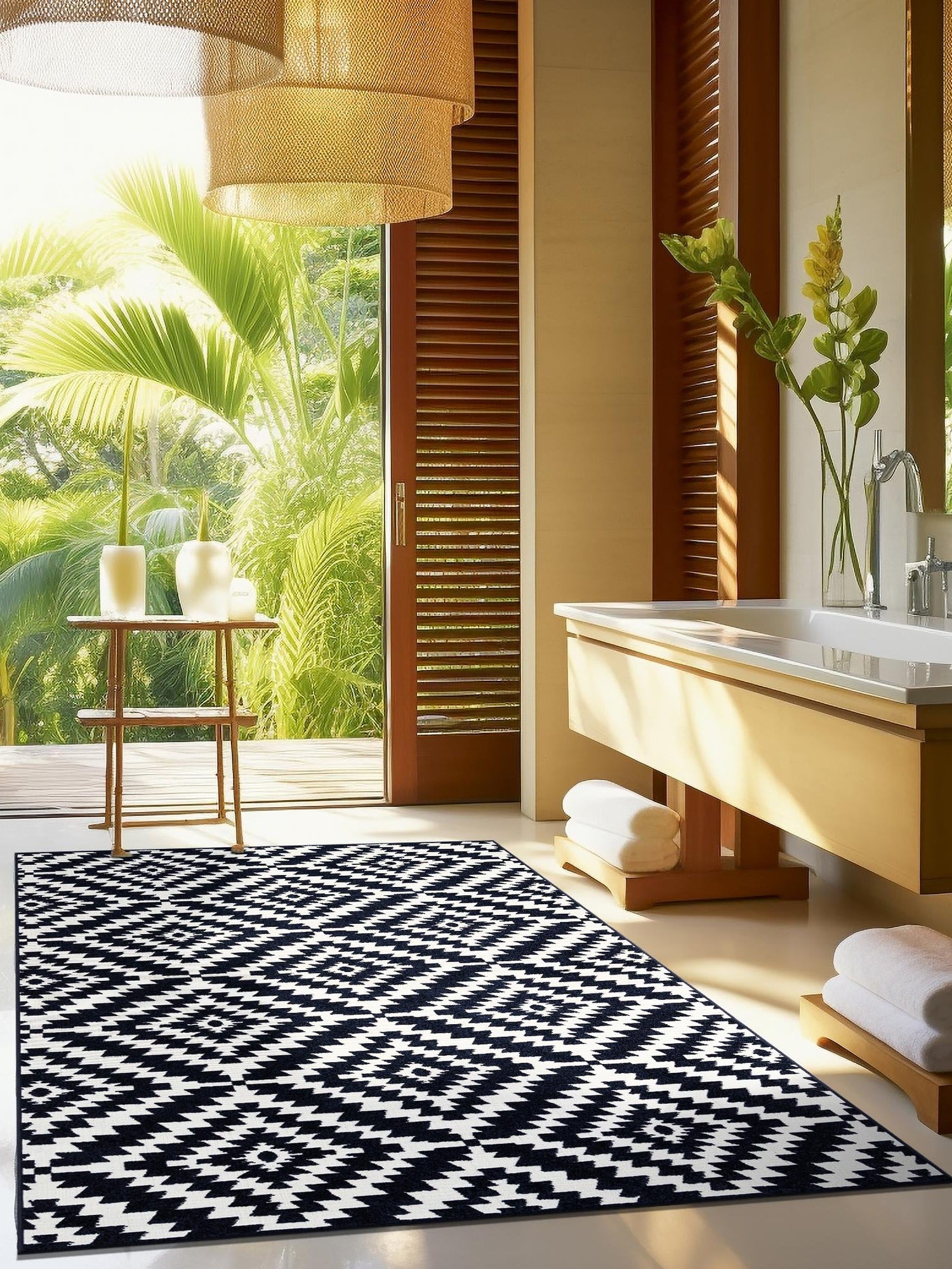 Navy Blue 9' x 12' Sabrina Soto Outdoor Rectangle Area Rug Weather Resistant for Patio, Deck, Terrace, Balcony, Porch Durable Carpet for Exterior Home Design for Sale at Rug Engine