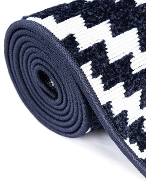 Navy Blue 2' 7 x 12' Sabrina Soto Outdoor Runner Area Rug Weather Resistant for Patio, Deck, Terrace, Balcony, Porch Durable Carpet for Exterior Home Design for Sale at Rug Engine