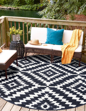 Navy Blue 10' x 10' Sabrina Soto Outdoor Round Area Rug Weather Resistant for Patio, Deck, Terrace, Balcony, Porch Durable Carpet for Exterior Home Design for Sale at Rug Engine