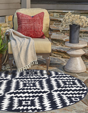 Navy Blue 10' x 10' Sabrina Soto Outdoor Round Area Rug Weather Resistant for Patio, Deck, Terrace, Balcony, Porch Durable Carpet for Exterior Home Design for Sale at Rug Engine