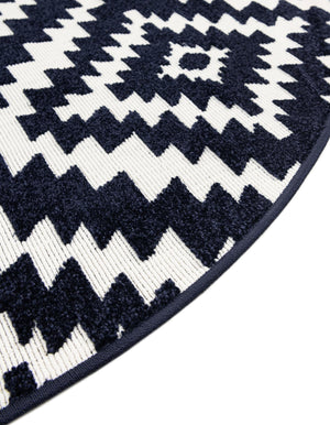 Navy Blue 10' x 10' Sabrina Soto Outdoor Round Area Rug Weather Resistant for Patio, Deck, Terrace, Balcony, Porch Durable Carpet for Exterior Home Design for Sale at Rug Engine