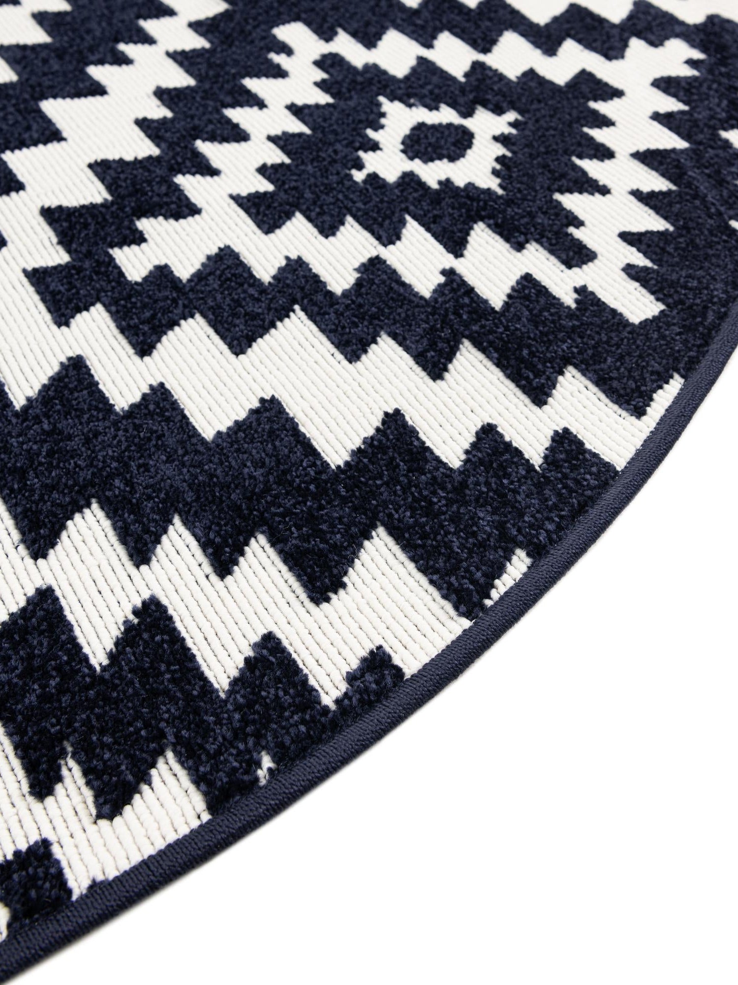 Navy Blue 5' 1 x 5' 1 Sabrina Soto Outdoor Round Area Rug Weather Resistant for Patio, Deck, Terrace, Balcony, Porch Durable Carpet for Exterior Home Design for Sale at Rug Engine