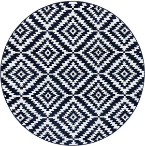 Navy Blue 7' 10 x 7' 10 Sabrina Soto Outdoor Round Area Rug Weather Resistant for Patio, Deck, Terrace, Balcony, Porch Durable Carpet for Exterior Home Design for Sale at Rug Engine