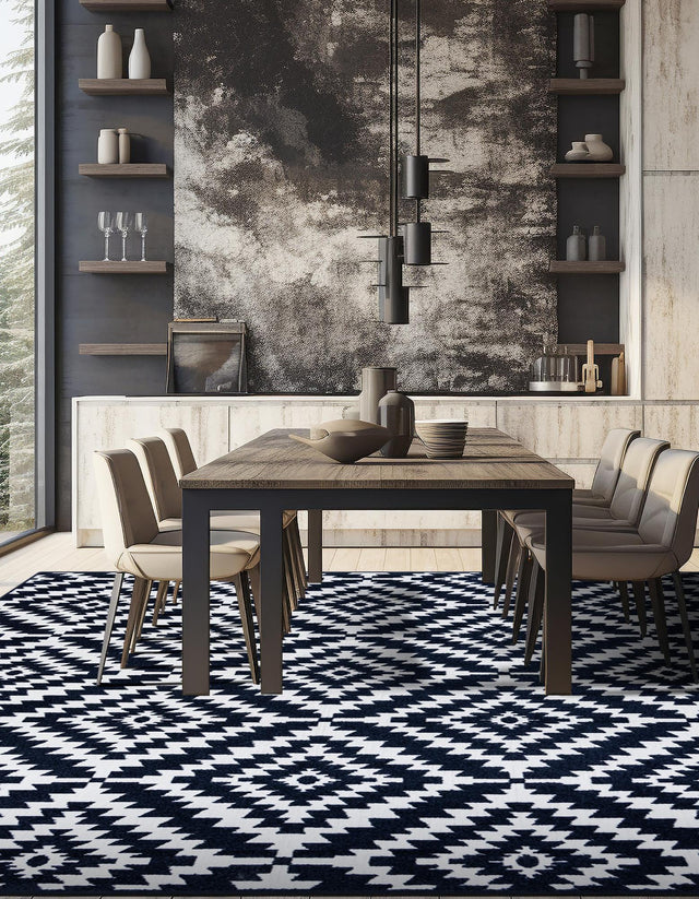 Navy Blue 7' 10 x 7' 10 Sabrina Soto Outdoor Square Area Rug Weather Resistant for Patio, Deck, Terrace, Balcony, Porch Durable Carpet for Exterior Home Design for Sale at Rug Engine