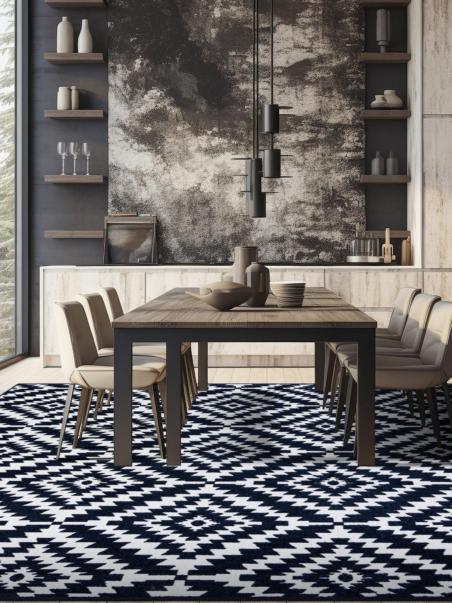 Navy Blue 10' x 10' Sabrina Soto Outdoor Square Area Rug Weather Resistant for Patio, Deck, Terrace, Balcony, Porch Durable Carpet for Exterior Home Design for Sale at Rug Engine