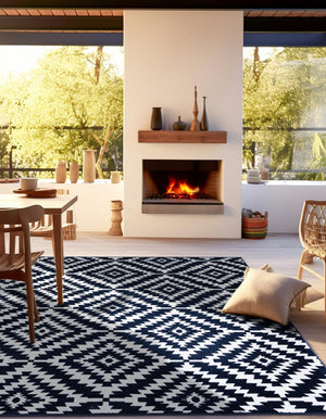 Navy Blue 10' x 10' Sabrina Soto Outdoor Square Area Rug Weather Resistant for Patio, Deck, Terrace, Balcony, Porch Durable Carpet for Exterior Home Design for Sale at Rug Engine