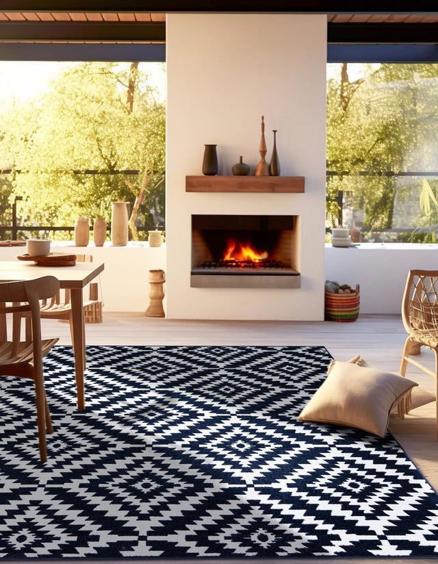 Navy Blue 10' x 10' Sabrina Soto Outdoor Square Area Rug Weather Resistant for Patio, Deck, Terrace, Balcony, Porch Durable Carpet for Exterior Home Design for Sale at Rug Engine