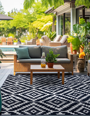 Navy Blue 7' 10 x 7' 10 Sabrina Soto Outdoor Square Area Rug Weather Resistant for Patio, Deck, Terrace, Balcony, Porch Durable Carpet for Exterior Home Design for Sale at Rug Engine