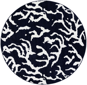 Navy Blue 10' x 10' Sabrina Soto Outdoor Round Area Rug Weather Resistant for Patio, Deck, Terrace, Balcony, Porch Durable Carpet for Exterior Home Design for Sale at Rug Engine