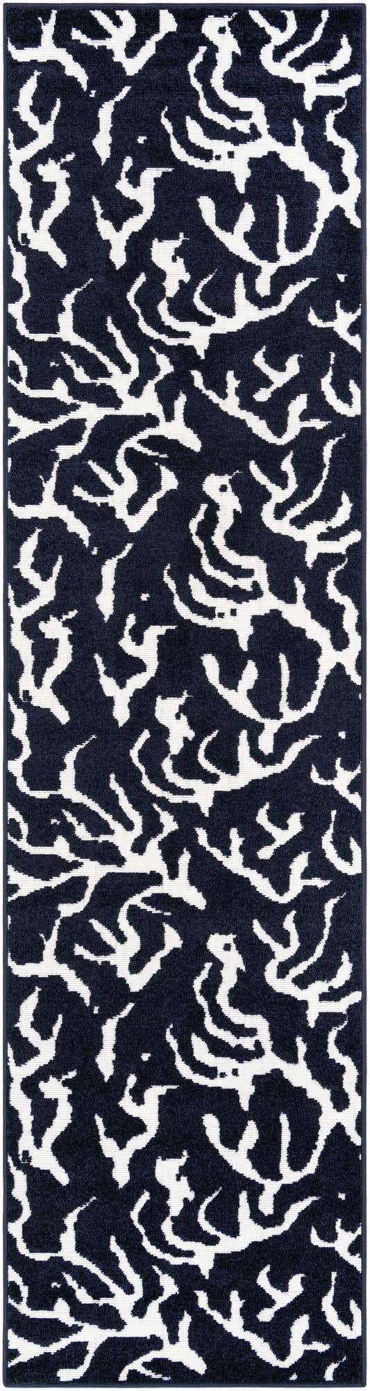 Navy Blue 2' 7 x 10' Sabrina Soto Outdoor Runner Area Rug Weather Resistant for Patio, Deck, Terrace, Balcony, Porch Durable Carpet for Exterior Home Design for Sale at Rug Engine