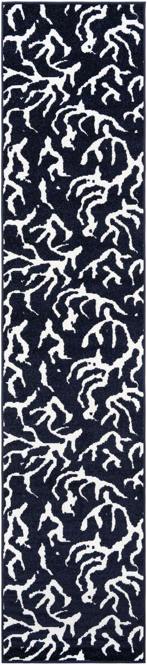 Navy Blue 2' 7 x 12' Sabrina Soto Outdoor Runner Area Rug Weather Resistant for Patio, Deck, Terrace, Balcony, Porch Durable Carpet for Exterior Home Design for Sale at Rug Engine