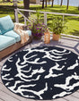 Navy Blue 3' 1 x 3' 1 Sabrina Soto Outdoor Round Area Rug Weather Resistant for Patio, Deck, Terrace, Balcony, Porch Durable Carpet for Exterior Home Design for Sale at Rug Engine
