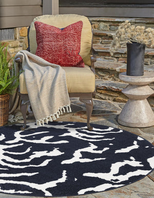 Navy Blue 10' x 10' Sabrina Soto Outdoor Round Area Rug Weather Resistant for Patio, Deck, Terrace, Balcony, Porch Durable Carpet for Exterior Home Design for Sale at Rug Engine