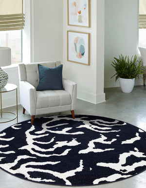 Navy Blue 3' 1 x 3' 1 Sabrina Soto Outdoor Round Area Rug Weather Resistant for Patio, Deck, Terrace, Balcony, Porch Durable Carpet for Exterior Home Design for Sale at Rug Engine