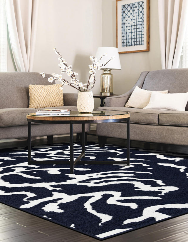 Navy Blue 10' x 14' 1 Sabrina Soto Outdoor Rectangle Area Rug Weather Resistant for Patio, Deck, Terrace, Balcony, Porch Durable Carpet for Exterior Home Design for Sale at Rug Engine