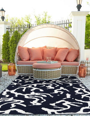 Navy Blue 6' 1 x 9' Sabrina Soto Outdoor Rectangle Area Rug Weather Resistant for Patio, Deck, Terrace, Balcony, Porch Durable Carpet for Exterior Home Design for Sale at Rug Engine