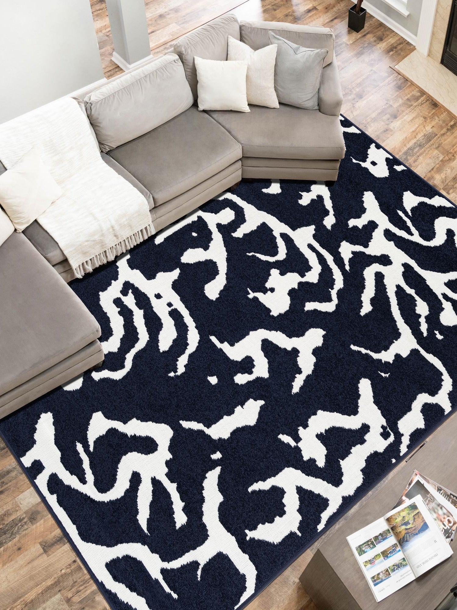 Navy Blue 5' 1 x 8' Sabrina Soto Outdoor Rectangle Area Rug Weather Resistant for Patio, Deck, Terrace, Balcony, Porch Durable Carpet for Exterior Home Design for Sale at Rug Engine