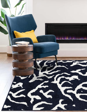 Navy Blue 6' 1 x 9' Sabrina Soto Outdoor Rectangle Area Rug Weather Resistant for Patio, Deck, Terrace, Balcony, Porch Durable Carpet for Exterior Home Design for Sale at Rug Engine