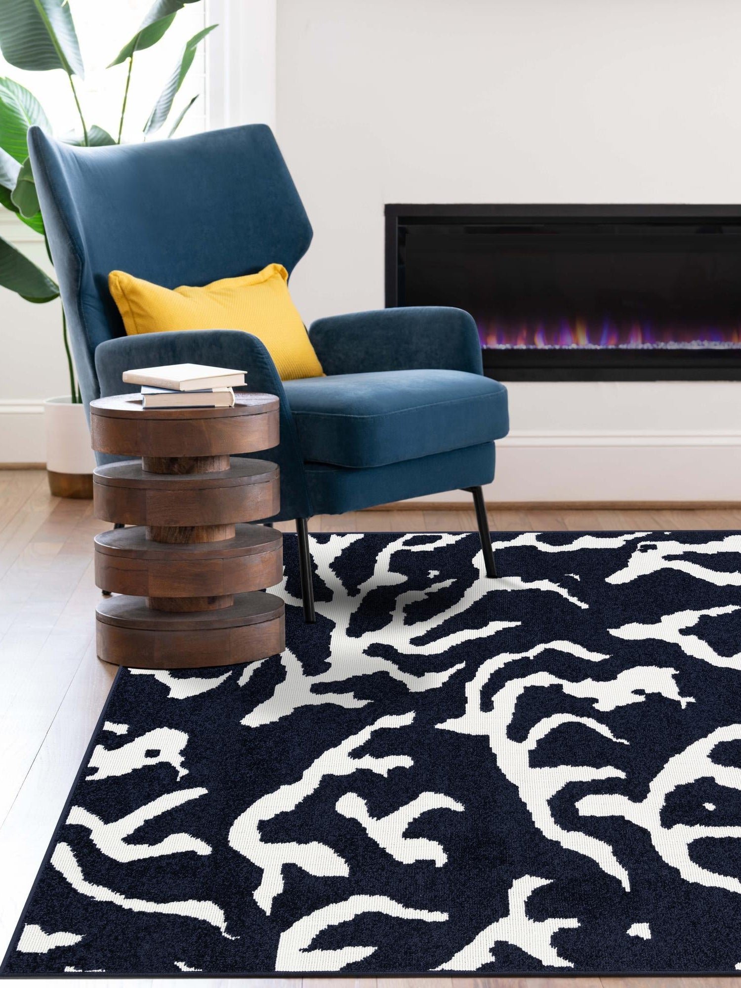 Navy Blue 9' x 12' Sabrina Soto Outdoor Rectangle Area Rug Weather Resistant for Patio, Deck, Terrace, Balcony, Porch Durable Carpet for Exterior Home Design for Sale at Rug Engine