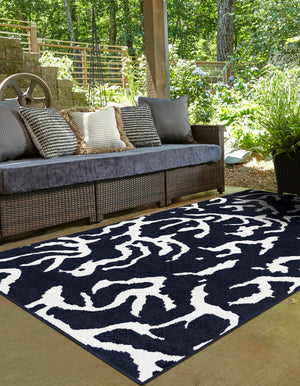 Navy Blue 10' x 14' 1 Sabrina Soto Outdoor Rectangle Area Rug Weather Resistant for Patio, Deck, Terrace, Balcony, Porch Durable Carpet for Exterior Home Design for Sale at Rug Engine