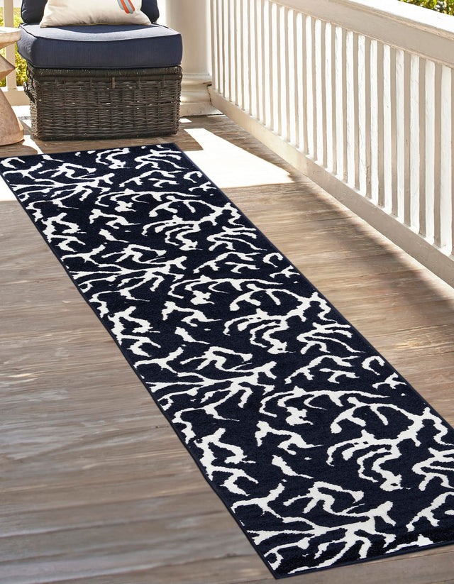 Navy Blue 2' x 8' Sabrina Soto Outdoor Runner Area Rug Weather Resistant for Patio, Deck, Terrace, Balcony, Porch Durable Carpet for Exterior Home Design for Sale at Rug Engine