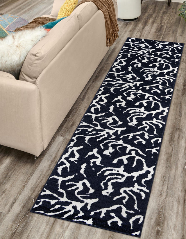 Navy Blue 2' 7 x 12' Sabrina Soto Outdoor Runner Area Rug Weather Resistant for Patio, Deck, Terrace, Balcony, Porch Durable Carpet for Exterior Home Design for Sale at Rug Engine