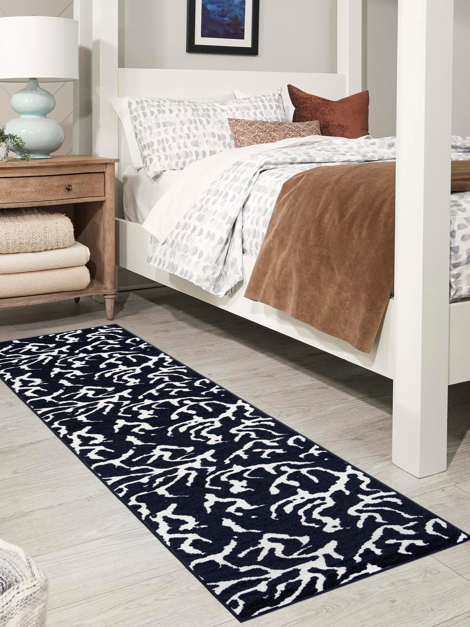Navy Blue 2' 7 x 10' Sabrina Soto Outdoor Runner Area Rug Weather Resistant for Patio, Deck, Terrace, Balcony, Porch Durable Carpet for Exterior Home Design for Sale at Rug Engine