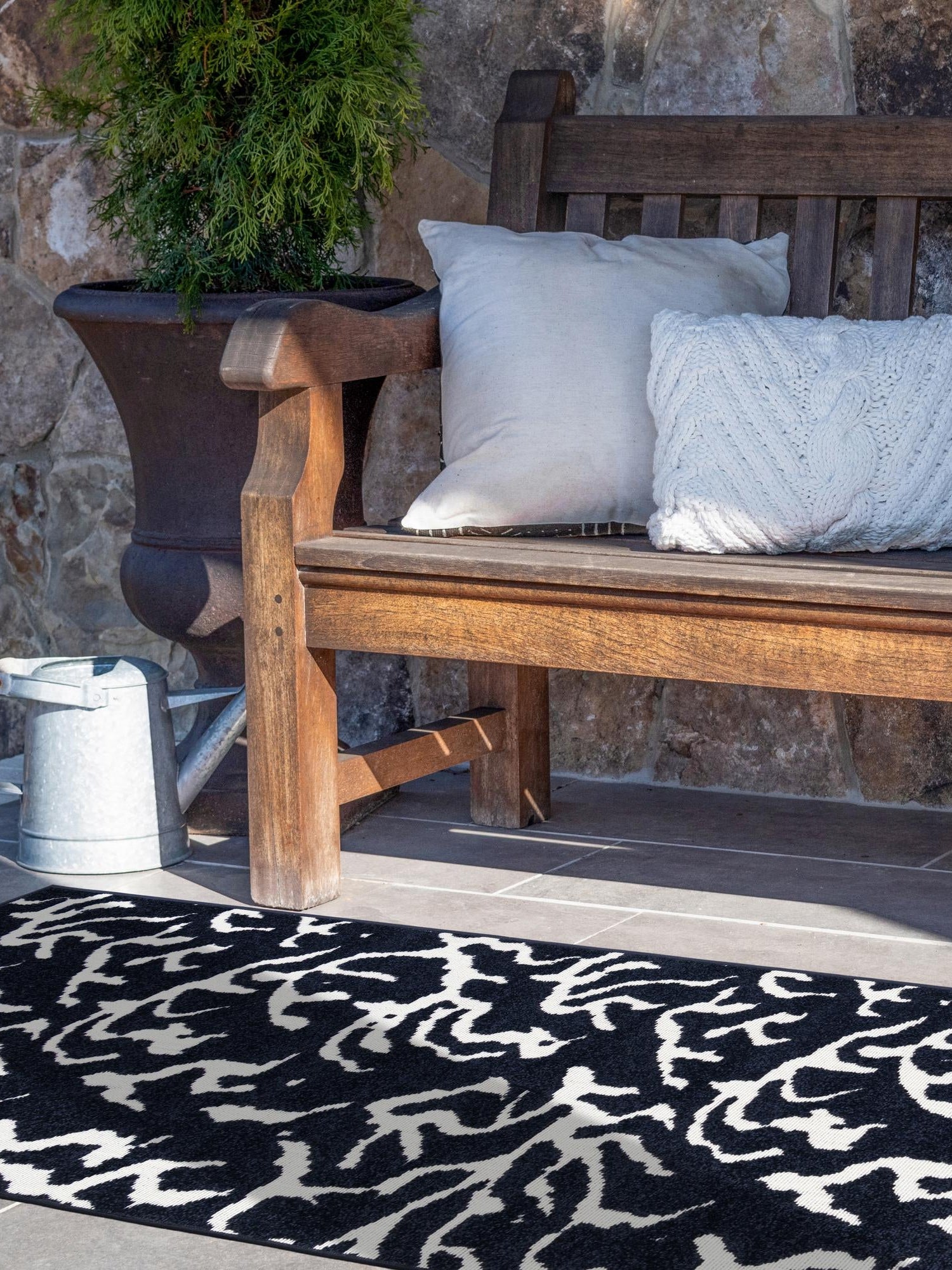 Navy Blue 2' 7 x 12' Sabrina Soto Outdoor Runner Area Rug Weather Resistant for Patio, Deck, Terrace, Balcony, Porch Durable Carpet for Exterior Home Design for Sale at Rug Engine