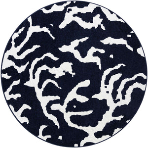 Navy Blue 7' 10 x 7' 10 Sabrina Soto Outdoor Round Area Rug Weather Resistant for Patio, Deck, Terrace, Balcony, Porch Durable Carpet for Exterior Home Design for Sale at Rug Engine