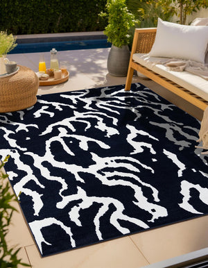 Navy Blue 10' x 10' Sabrina Soto Outdoor Square Area Rug Weather Resistant for Patio, Deck, Terrace, Balcony, Porch Durable Carpet for Exterior Home Design for Sale at Rug Engine