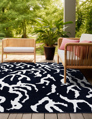 Navy Blue 7' 10 x 7' 10 Sabrina Soto Outdoor Square Area Rug Weather Resistant for Patio, Deck, Terrace, Balcony, Porch Durable Carpet for Exterior Home Design for Sale at Rug Engine