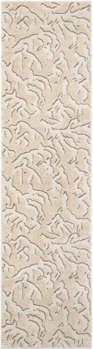 Beige and Ivory 2' 7 x 10' Sabrina Soto Outdoor Runner Area Rug Weather Resistant for Patio, Deck, Terrace, Balcony, Porch Durable Carpet for Exterior Home Design for Sale at Rug Engine