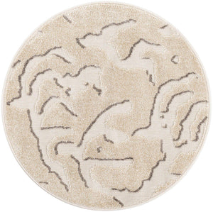 Beige and Ivory 3' 1 x 3' 1 Sabrina Soto Outdoor Round Area Rug Weather Resistant for Patio, Deck, Terrace, Balcony, Porch Durable Carpet for Exterior Home Design for Sale at Rug Engine