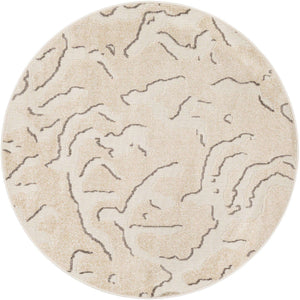 Beige and Ivory 5' 1 x 5' 1 Sabrina Soto Outdoor Round Area Rug Weather Resistant for Patio, Deck, Terrace, Balcony, Porch Durable Carpet for Exterior Home Design for Sale at Rug Engine