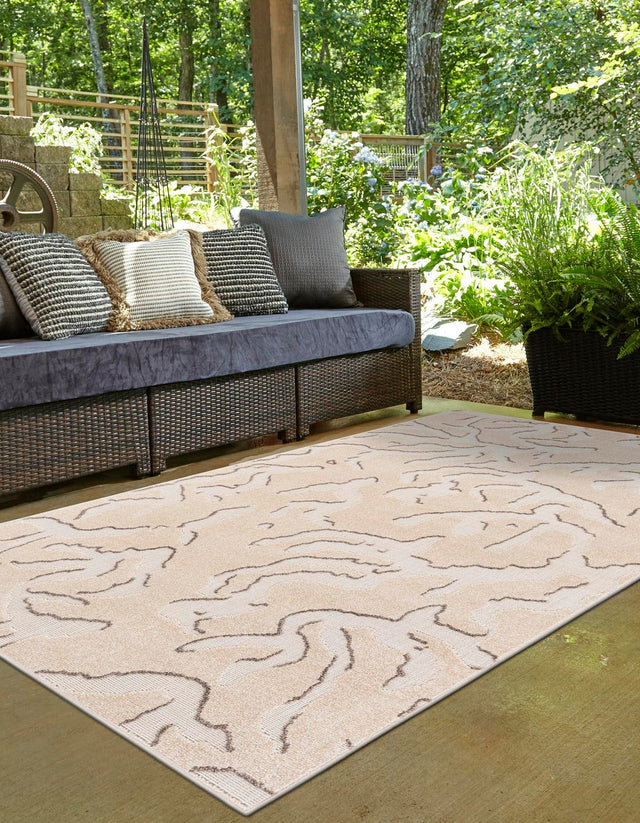 Beige and Ivory 2' x 3' 1 Sabrina Soto Outdoor Rectangle Area Rug Weather Resistant for Patio, Deck, Terrace, Balcony, Porch Durable Carpet for Exterior Home Design for Sale at Rug Engine