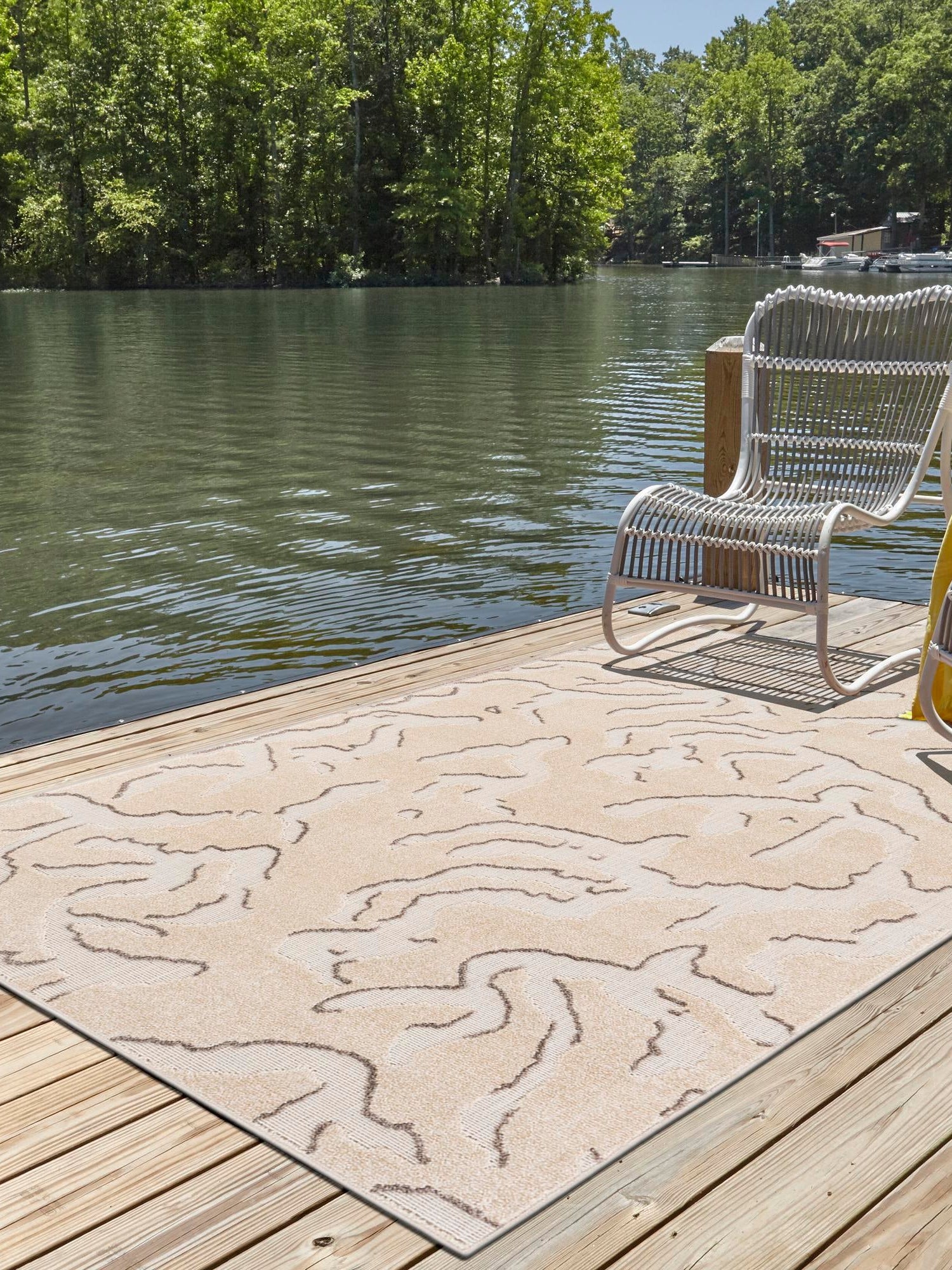 Beige and Ivory 7' 10 x 10' Sabrina Soto Outdoor Rectangle Area Rug Weather Resistant for Patio, Deck, Terrace, Balcony, Porch Durable Carpet for Exterior Home Design for Sale at Rug Engine