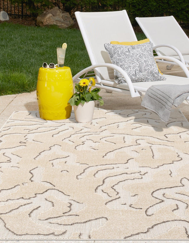 Beige and Ivory 2' x 3' 1 Sabrina Soto Outdoor Rectangle Area Rug Weather Resistant for Patio, Deck, Terrace, Balcony, Porch Durable Carpet for Exterior Home Design for Sale at Rug Engine