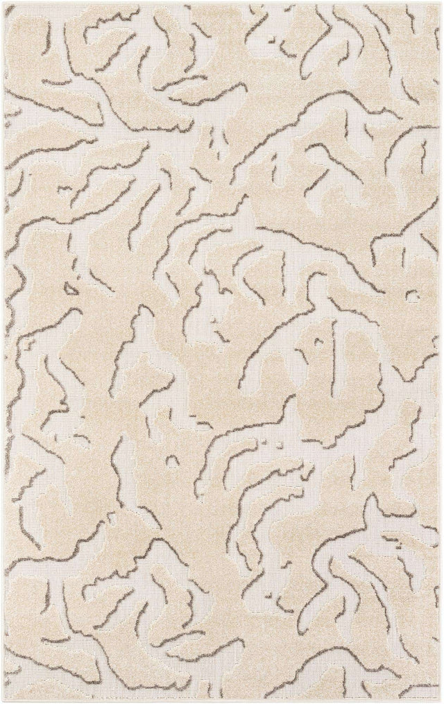 Beige and Ivory 5' 1 x 8' Sabrina Soto Outdoor Rectangle Area Rug Weather Resistant for Patio, Deck, Terrace, Balcony, Porch Durable Carpet for Exterior Home Design for Sale at Rug Engine