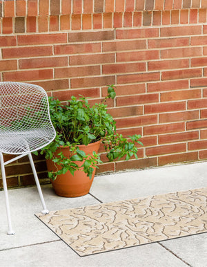 Beige and Ivory 2' x 6' 1 Sabrina Soto Outdoor Runner Area Rug Weather Resistant for Patio, Deck, Terrace, Balcony, Porch Durable Carpet for Exterior Home Design for Sale at Rug Engine