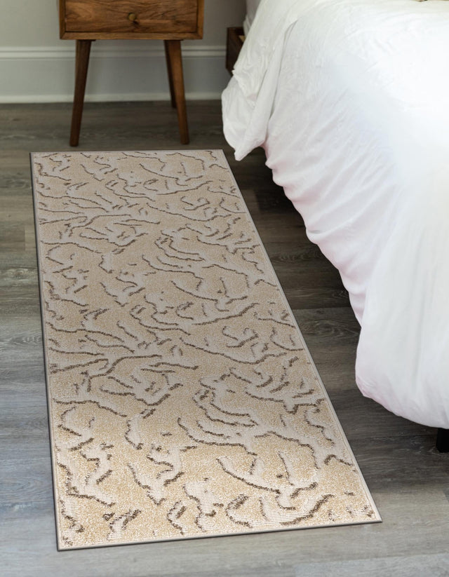 Beige and Ivory 2' x 6' 1 Sabrina Soto Outdoor Runner Area Rug Weather Resistant for Patio, Deck, Terrace, Balcony, Porch Durable Carpet for Exterior Home Design for Sale at Rug Engine
